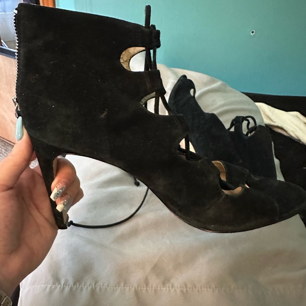 Elegant Black Suede Women's Heels